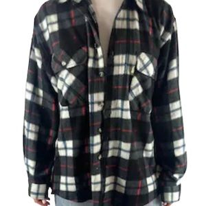 Mountain Expedition Womens Plaid Button Down Fleece Top Shacket